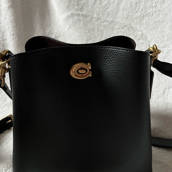 Black Coach Willow Leather Bucket Bag